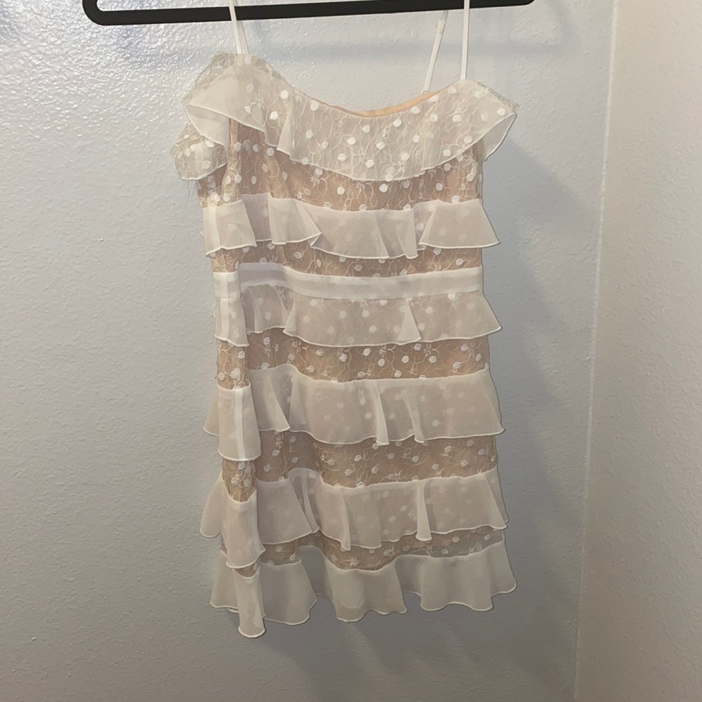 white forever 21 dress size small for love and lemons style ruffle lace dress